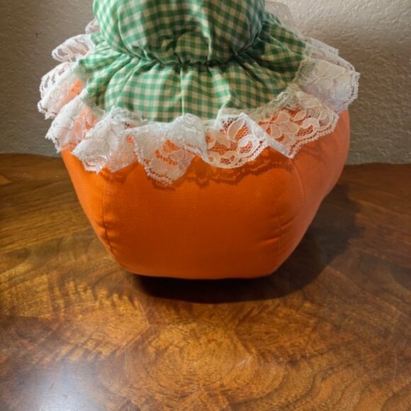 Handmade Pumpkin‎ Jack-O-Lantern Plush Doll 9"H x 14" D - Picture 4 of 5